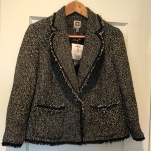 NWT Anne Klein Black White Tweed Jacket